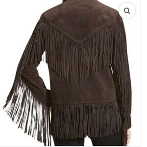 BLANK NYC NWOT DARK BROWN FAUX SUEDE NUBACK FRINGE JACKET. SIZE XS!